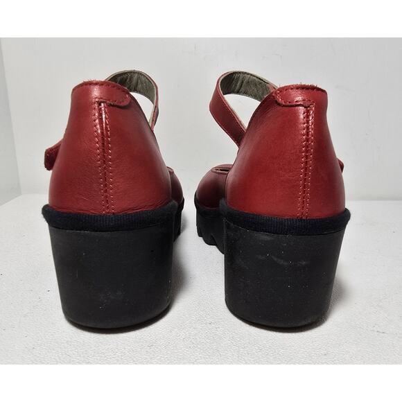 FLY London Leather Closed Toe Ankle Strap Shoes Red VILY161FLY Sz 42 US 11 - Picture 7 of 12